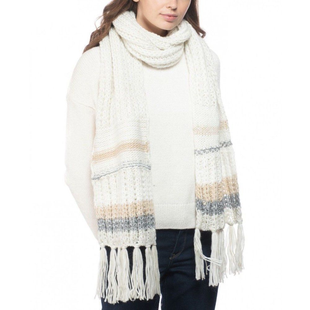 INC International Concepts Inc Mixed-Striped Muffler Scarf Gray  Layered Up NWT‎